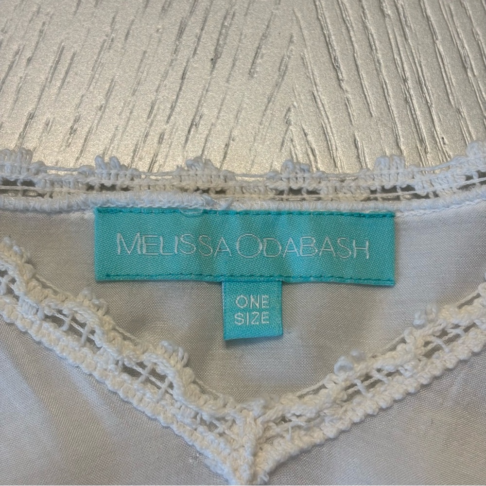 Melissa Odabash Floral Crochet Lace Inset Short Kaftan White Size OS Coverup - Picture 9 of 14